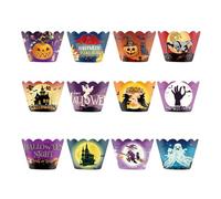 Lpoppcx Halloween Baking Cups | Dessert Wrap | Horror Theme Party Dessert Container for Home Outdoor Bakery Camping Picnic Haunted House Wedding Birthday