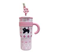 Lpoppcx Insulated Water Bottle, 1200ml Insulated Water Bottles with Straw, Stainless Steel Reusable Tumbler Flask with Handle for Hot Cold Drink Women Girls Travel Camping Sports Outdoor
