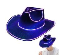 Lpoppcx LED Cowboy Hat, Light Up Cowgirl Hat, Glowing Cap Battery Operated, Glow In The Dark, Disco Western Costume Accessories, Fancy Dress Party Accessory, For Disco Birthday Halloween Parties