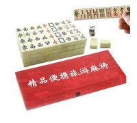 Lpoppcx Mahjong Tile Set - Portable Fun Tiles - Mahjong Game with 2 Dices and 4 Racks,for Adult Beginner Player Family Gathering Home Travel Party Night