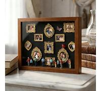 Lpoppcx Mini Museum Silhouette Box | Memory Photo Case with LED Light - Miniature Desk Photo Frame with 8 Figurines - for Family Wedding Birthday Home Decor