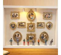 Lpoppcx Museum Silhouette Box - Memory Photo Display Case with LED Light - Miniature Desk Photo Frame with 8 Figurines | for Family Wedding Birthday Home Decor