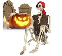 Lpoppcx Pirate Skeleton - Pirate Realistic Human Bones with Posable Joints,Spooky Decor for Garden Yard Haunted House Party Front Porch School Photo Backdrop Retail Store