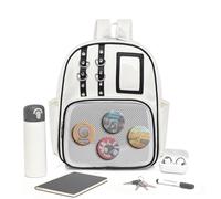 Lpoppcx PU Backpack | Aesthetic for Badge Display and Storage, Bag for Displaying Pins | For Work Fitness Everyday Sports Travel Luggage Hiking Comic Con Outdoor, White on Black, see description, See