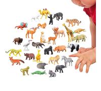 Lpoppcx Small Animals Figures 24-piece Tiny Educational Jungle Party Decor