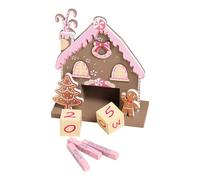 Lpoppcx Wooden Christmas Countdown Calendar - Gingerbread Home Decoration - Holiday Decoration Wood Block Calendar for Christmas - for Bedroom School Apartment Dormitory Hotel Mantels Bookshelves