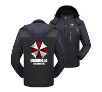 LPPALsjd Men Zippered Skiing Jackets for Resident Graphic Parka Contrast Color Outwear Tops Full-Lined Windbreaker Outdoor Coat Detachable Hood Ski Suits-Black||L