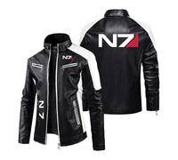 LPPALsjd Men's Riding Motorcycle Jacket for N..7 Plus Velvet Leather Clothing Full Zipper Racing Suit Moto Cycling Jersey Stand Collar Coats Slim Fit Outerwear-Black||L