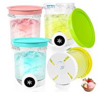 LPQKCcY 4 Pack Creami Deluxe Tubs for Ninja Swirl by CREAMi Soft Serve & Ice Cream Maker NC701UK NC700UK NC701 Series, BPA-Free & Dishwasher Safe, 16oz Creami Pots Containers with Color Lids