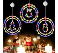 LPQKCcY Christmas Window Lights 3 Pcs Suction Window Christmas Lights Decorations Xmas Lights Indoor Battery Operated (Excluded) 34cm/13.4in(D) Large for Xmas New Year Party Decor