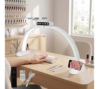 LPQKCcY Half Moon Light for Nail Desk, 23" Dimmable LED Nail Table Lamp with 3 Color Modes, Foldable Arch Light with Phone Stand for Manicure Art, Eyelash Extensions, Beauty, Tattoo