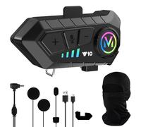 LPQKCcY Motorcycle Helmet Speakers with Balaclavas, Motorbike Bluetooth Headset with Mic Dual Noise Reduction Riding Headphone IPX6 Waterproof/RGB Light/Music Control/AI Voice