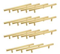 Lpraer 15 Pack Cabinet Handles Gold Stainless Steel T Bar Pulls Cupboard Handles Drawer Pulls for Kitchen (Overall Length 200mm, Hole Center 128mm)