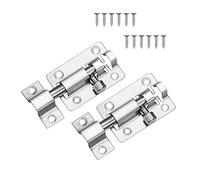 Lpraer 2 Inch Door Lock Bolt, 2 Pack Slide Latch Lock with Screws, Stainless Steel Barrel Bolt Lock Gate Lock for Bathroom Toilet Shed Door Garage Cabinet Fence, Silver