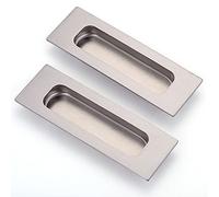 Lpraer 2 Pack Sliding Door Handle 4.75" Recessed Flush Finger Pull Brushed Nickel Stainless Steel Cabinet Drawer Knob for Kitchen Cupboard Wardrobe Dresser Barn Door Closet