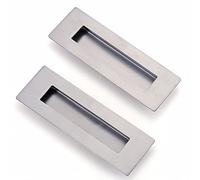 Lpraer 2 Pack Sliding Door Handle 5.9" Recessed Flush Finger Pull Matte Silver Stainless Steel Cabinet Drawer Knob for Kitchen Cupboard Wardrobe Dresser Barn Door Closet