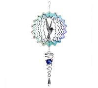 Lpraer Hanging Wind Spinner 6 Inch Stainless Steel 3D Colorful Kinetic Mandala Wind Spinner With Ball Spiral Tail for Outdoor Yard Garden(Hummingbird)