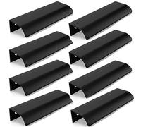 Lpraer Pack of 8 Furniture Handles, Hidden Cabinet Handles, Black Drawer Handle, Kitchen Handles with Screws for Kitchen Cabinets, Door, Cupboards, Drawer, 12 cm x 4 cm
