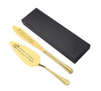 Lpraer Personalized Cake Cutting Set of 2 for Wedding, Custom Elegant Cake Knife and Server Set, Stainless Steel Pie Cutter Serving Gift for Bridal Anniversary Birthday (Gold)