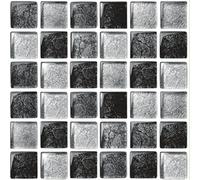 LPS Pack of 10 Silver black grey stone effect mosaic tile stickers transfers stick on wall tile peel and stick bathroom kitchen