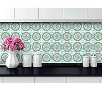 LPS PACK OF 10 STYLE 2 Pastel blue green yellow pink Victorian Moroccan retro traditional aged style Mosaic style tile transfers stickers bathroom kitchen