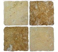 LPS Pack of 10 Tile stickers - Cream brown stone effect Mosaic self adhesive wall art decor tile transfers bathroom backsplash kitchen splashbacks peel and stick cover