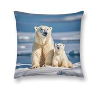 LPSADGF 2 Polar Bears Throw Pillow Covers Farmhouse Cushion Cover Boho Plush Pillowcase Decorative Square Pillow Case for Couch Sofa Bed Living Room Home Decor 20 "x20