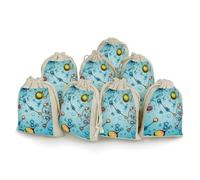 LPSADGF 8 PCS Abstraction Biology Chemistry Drawstring Gift Bags Reusable Cotton Linen Storage Pouches for Christmas, Weddings, Parties, Favors 4.9"x6.7" Small Burlap Bags