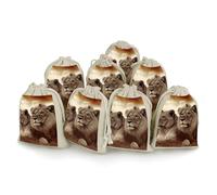LPSADGF 8 PCS African Lion And Lioness Drawstring Gift Bags Reusable Cotton Linen Storage Pouches for Christmas, Weddings, Parties, Favors 4.9"x6.7" Small Burlap Bags