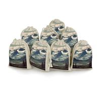 LPSADGF 8 PCS Alaska Mountains Drawstring Gift Bags Reusable Cotton Linen Storage Pouches for Christmas, Weddings, Parties, Favors 4.9"x6.7" Small Burlap Bags