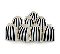 LPSADGF 8 PCS Black And-White Stripes Drawstring Gift Bags Reusable Cotton Linen Storage Pouches for Christmas, Weddings, Parties, Favors 4.9"x6.7" Small Burlap Bags