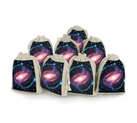 LPSADGF 8 PCS Constellation Star Clusters Galaxies Drawstring Gift Bags Reusable Cotton Linen Storage Pouches for Christmas, Weddings, Parties, Favors 4.9"x6.7" Small Burlap Bags