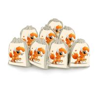 LPSADGF 8 PCS Cute Orange Pony Drawstring Gift Bags Reusable Cotton Linen Storage Pouches for Christmas, Weddings, Parties, Favors 4.9"x6.7" Small Burlap Bags