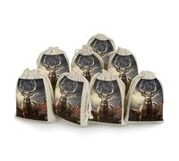 LPSADGF 8 PCS Deer Hunting Season Drawstring Gift Bags Reusable Cotton Linen Storage Pouches for Christmas, Weddings, Parties, Favors 4.9"x6.7" Small Burlap Bags