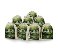LPSADGF 8 PCS Gator Lurking Green Drawstring Gift Bags Reusable Cotton Linen Storage Pouches for Christmas, Weddings, Parties, Favors 4.9"x6.7" Small Burlap Bags