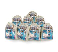 LPSADGF 8 PCS Goose Pool Grace Drawstring Gift Bags Reusable Cotton Linen Storage Pouches for Christmas, Weddings, Parties, Favors 4.9"x6.7" Small Burlap Bags