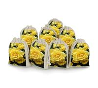 LPSADGF 8 PCS Graceful Yellow Rose Flower Drawstring Gift Bags Reusable Cotton Linen Storage Pouches for Christmas, Weddings, Parties, Favors 4.9"x6.7" Small Burlap Bags