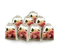 LPSADGF 8 PCS Roses Flower Drawstring Gift Bags Reusable Cotton Linen Storage Pouches for Christmas, Weddings, Parties, Favors 4.9"x6.7" Small Burlap Bags