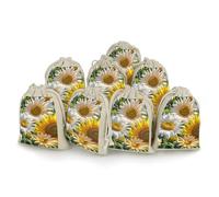 LPSADGF 8 PCS Sunflowers Daisy Rose Flowers Drawstring Gift Bags Reusable Cotton Linen Storage Pouches for Christmas, Weddings, Parties, Favors 4.9"x6.7" Small Burlap Bags