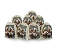 LPSADGF 8 PCS Three Brown Otters Drawstring Gift Bags Reusable Cotton Linen Storage Pouches for Christmas, Weddings, Parties, Favors 4.9"x6.7" Small Burlap Bags