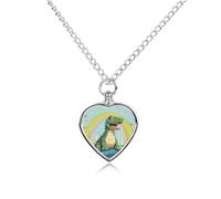LPSADGF A Cute Crocodile on A Rainbow Background Pet Cremation Jewelry for Ashes, Pet Urn Necklace Dog Cat Ashes Holder Memorial Locket Pendant with Long Chain, Cremation Urn Necklace for Pets Lovers
