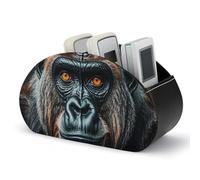 LPSADGF A Gorilla Remote Control Holder, TV Remote Caddy Storage Box, Leather Desktop Organizer, PU Pencil Holder, Stationary Organizer for Living Room Office (5 Compartments)