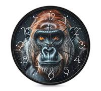 LPSADGF A Gorilla Wall Clock, Modern Small Wall Clocks 10 Inch, Round Silent Non-Ticking Analog Classic for Office, Home, Bathroom, Kitchen, Bedroom