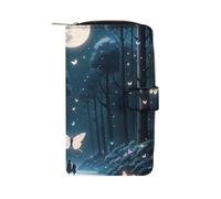 LPSADGF A Gorilla Wallet with 12 Card Slots - PU Leather Long Clutch Purse, Zipper Coin Holder & ID Window, Lightweight Travel Cash Wallet, Black Light Fantasy Forest, 19.7x11x3.5cm, Modern