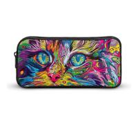 LPSADGF A Psychedelic Cat Pencil Pouch Large Capacity Pencil Case- Multi-Use Zippered Pen Organizer, Portable Makeup Bag & Travel Pouch for Office Stationery (8.7x4.7)