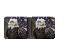 LPSADGF Adorable Schnauzer Men's Wallet Leather Money Clip Slim Passcase With 6 Card Slots, 2 Hidden Pockets, American Bald Eagle, One Size, Modern