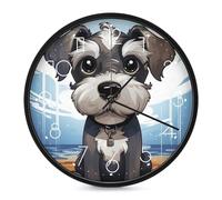 LPSADGF Adorable Schnauzer Wall Clock, Modern Small Wall Clocks 10 Inch, Round Silent Non-Ticking Analog Classic for Office, Home, Bathroom, Kitchen, Bedroom