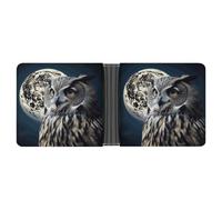LPSADGF An Ancient Swamp Men's Wallet Leather Money Clip Slim Passcase With 6 Card Slots, 2 Hidden Pockets, Owl and Moon, One size, Modern