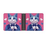 LPSADGF An Ancient Swamp Men's Wallet Leather Money Clip Slim Passcase With 6 Card Slots, 2 Hidden Pockets, Blue Cat in Suit, One size, Modern