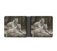 LPSADGF Animal Deer Men's Wallet Leather Money Clip Slim Passcase With 6 Card Slots, 2 Hidden Pockets, White tigers, One Size, Modern